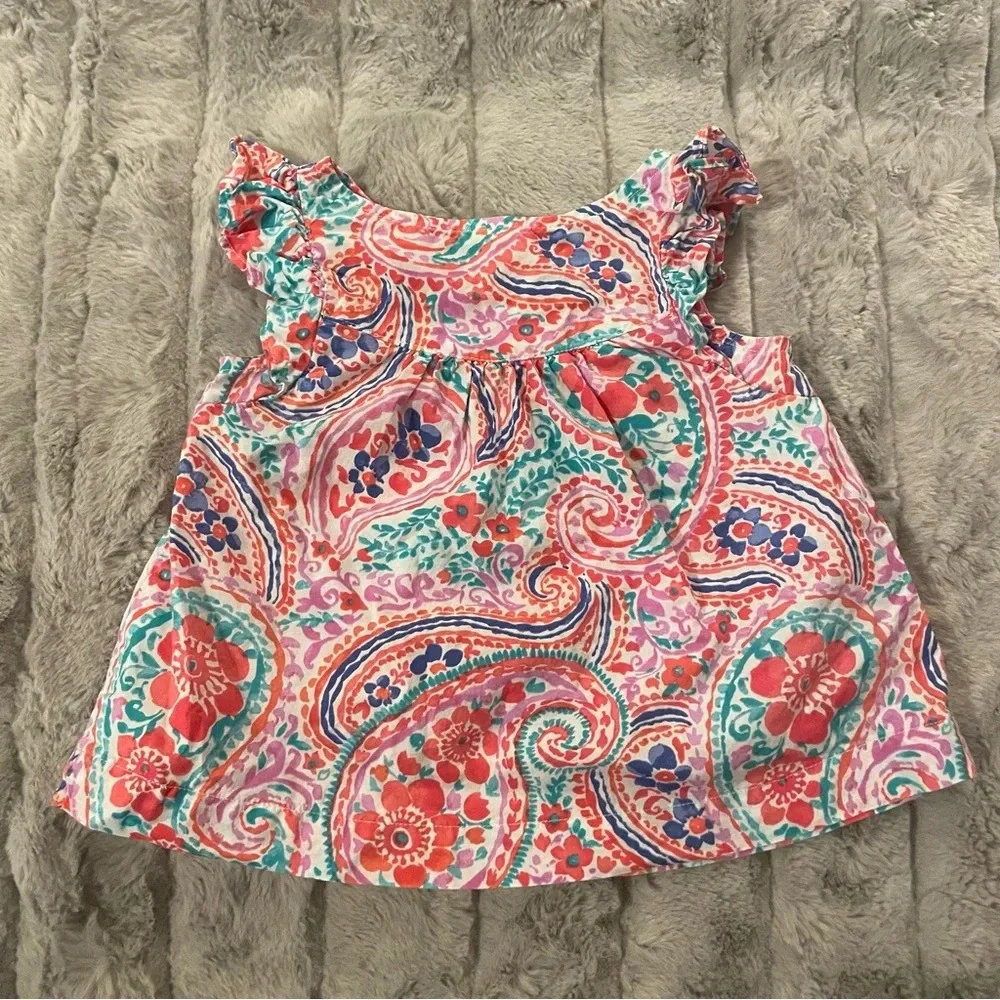 12-18 Months Osh Kosh B’Gosh Bright Paisley Shirt with Flutter Sleeves & Keyhole
